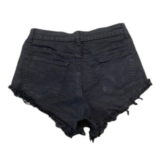 KanCan High Rise Shorts Womens 26 Raw Hem Black Jean Festival Baddie Vibes - Picture 2 of 7